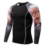 Mens Elastic Sport Training Quick Drying Printing Tops