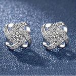 Spiral Floral Crystal Clover Earrings