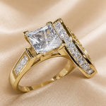 White Gold Square Zirconia Ring Set