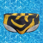 Men's Banana Print Swim Briefs with Removable Pad