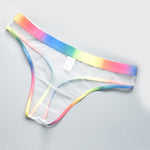 3-pack Men's Rainbow Trim Sheer Mesh Thong