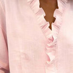 Susan | Blouse with Ruffles, V-Neck and Long Sleeves