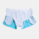 Mens Striped Quick Dry Lining Swim Trunks