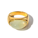 Chunky Half Gemstone Dome Rings