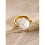 Open Band Coin Pearl Ring