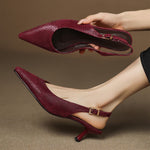 Céliane Pointed Leather Slingback Heels
