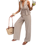 NADETTE™ – Striped Bohemian Tie-Waist Two-Piece Set