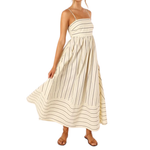LAVELLE™ – Striped Spaghetti Strap Swing Maxi Dress
