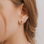 Emerald Cut Green Crystal Studs