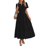 DELIA™ – Flirty V-Neck Puff Sleeve Dress