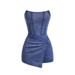 VIXEN™ – Twisted Front Strapless Denim Romper