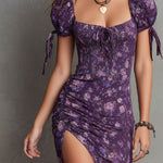 Wendy | Boho Floral Puff-Sleeve Midi Dress