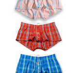Men's Classic Plaid Cotton Trunks With Button Fly