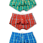 Men's Classic Plaid Cotton Trunks With Button Fly