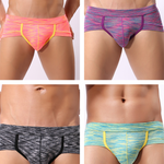 4 Pack Men's Striped U-convex Pouch Briefs