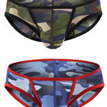 Men’s Sexy Camo Print Mesh Bikini