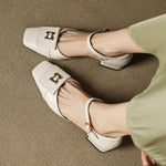 Elvane Buckle Leather Mary-Janes