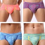 4 Pack Men's Striped U-convex Pouch Briefs