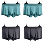 4 Pcs Seamless Ice Silk Solid Men's Boxer Briefs Set