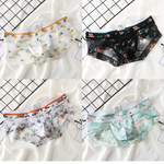 4 Pack Men’s Flower Print Pouch Silky Touch Briefs
