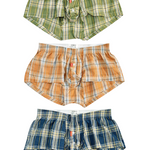 3 Pack Men’s Plaid Cotton Trunks with Button Fly