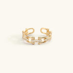 Dazzling Crystal Gold Open Ring
