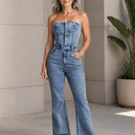 Linda | Strapless Denim Jumpsuit