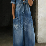 Chloe | V-Neck Denim Jumpsuit
