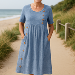 Amber | Striped Midi Dress – Effortless Comfort, Everyday Confidence