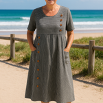 Amber | Striped Midi Dress – Effortless Comfort, Everyday Confidence