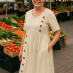 Brenda | Striped Midi Dress – Effortless Comfort, Everyday Confidence