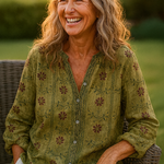 Dulcie | Relaxed V-Neck Blouse – Timeless Style, Effortless Comfort