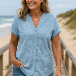 Annabella | Natural Cotton-Linen Top