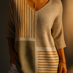 Eileen | Abstract Geometric Pattern Art Print Casual Knit Pullover