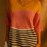 Judith | Abstract Line Pattern Art Print Casual Knit Pullover