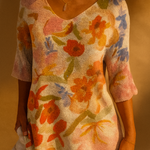 Women's Vintage Art Floral Casual Pullover Knit