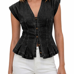 Viera | V-Neck Denim Top