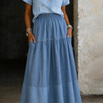 Sarah | Elastic Waist Denim Skirt