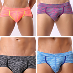 4 Pack Men's Striped U-convex Pouch Briefs