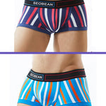 2 Pack Men's Colorful Striped U Convex Pouch Trunks