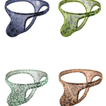 4 Pack Leopard Print See-through Mesh Thongs