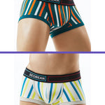 2 Pack Men's Colorful Striped U Convex Pouch Trunks