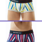 2 Pack Men's Colorful Striped U Convex Pouch Trunks