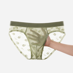 4 Pack Men's Jacquard Lace Ultra Sheer Ice Silk Antibacterial Briefs