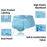3 Pack Men's Cotton 3D Dual Pouch Low Rise Breathable Briefs