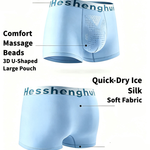 4 Pack Men’s 3D U-Pouch Ice Silk  Mesh Massage Beads Quick Dry Trunks