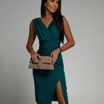 Hattie | Elegant V-Neck Slit Dress