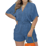 JOELLE™ – Casual V-Neck Drawstring Romper