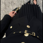EMILIE™ - Chic Belted Blazer & Pleated Skirt Set