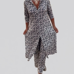 Sara | Bohemian Geometric Print Tunic and Wide-Leg Pants Set